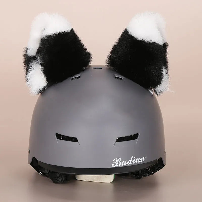 Plush cartoon character ski helmet decoration with elastic headband in assorted designs
