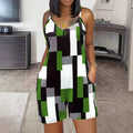 Sleeveless V-neck jumpsuit with inner pocket in polyester fabric showing colour options