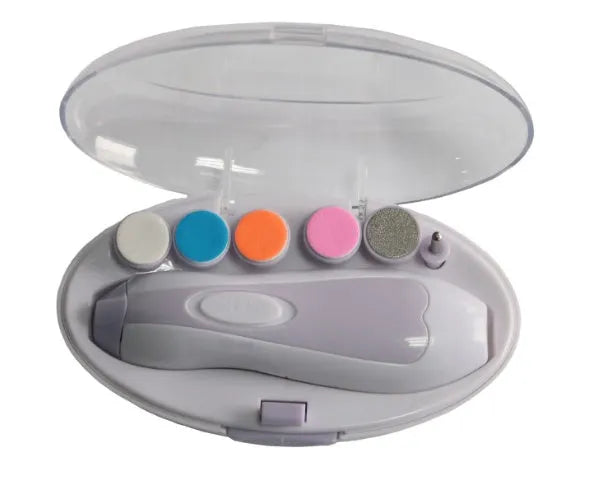 Ultra-quiet baby nail polisher with night light and four speed settings for infants and toddlers