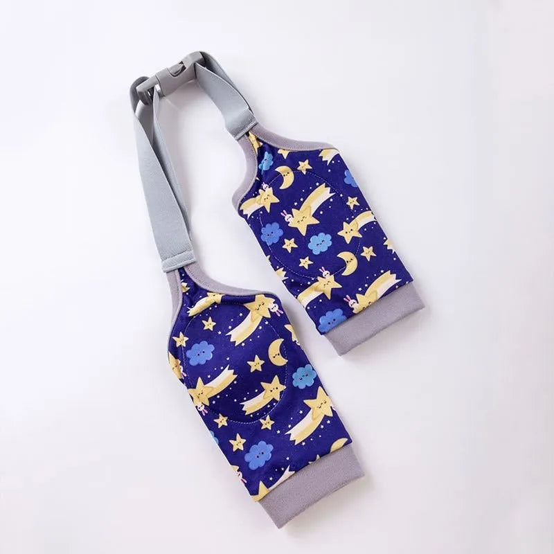 Adjustable dog knee protector wrap with thick elbow padding and matching scarf in blue, grey, or yellow