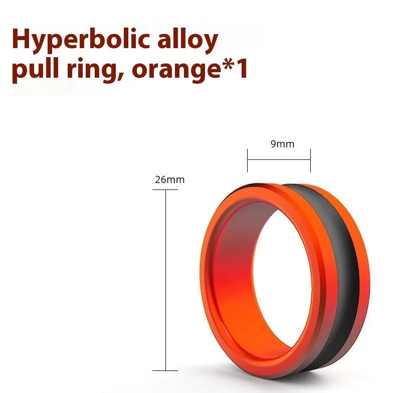 Orange and silver alloy fishing hand guard pull loop tool for non-slip grip