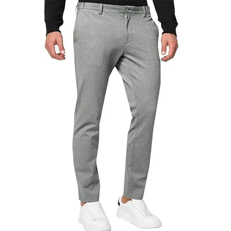 Men's slim-fit tapered chino trousers in Army Green colour showing pleated front detail