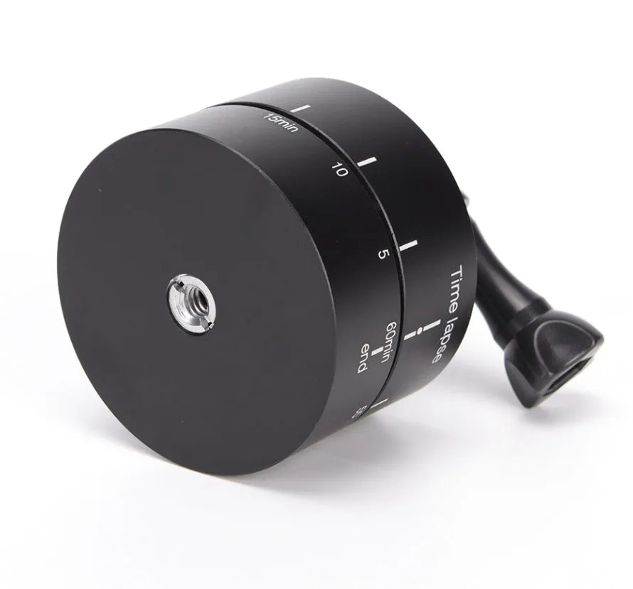 Lapse 360 automatic rotating camera tripod head for time-lapse filming with GoPro, SLR, and iPhone cameras