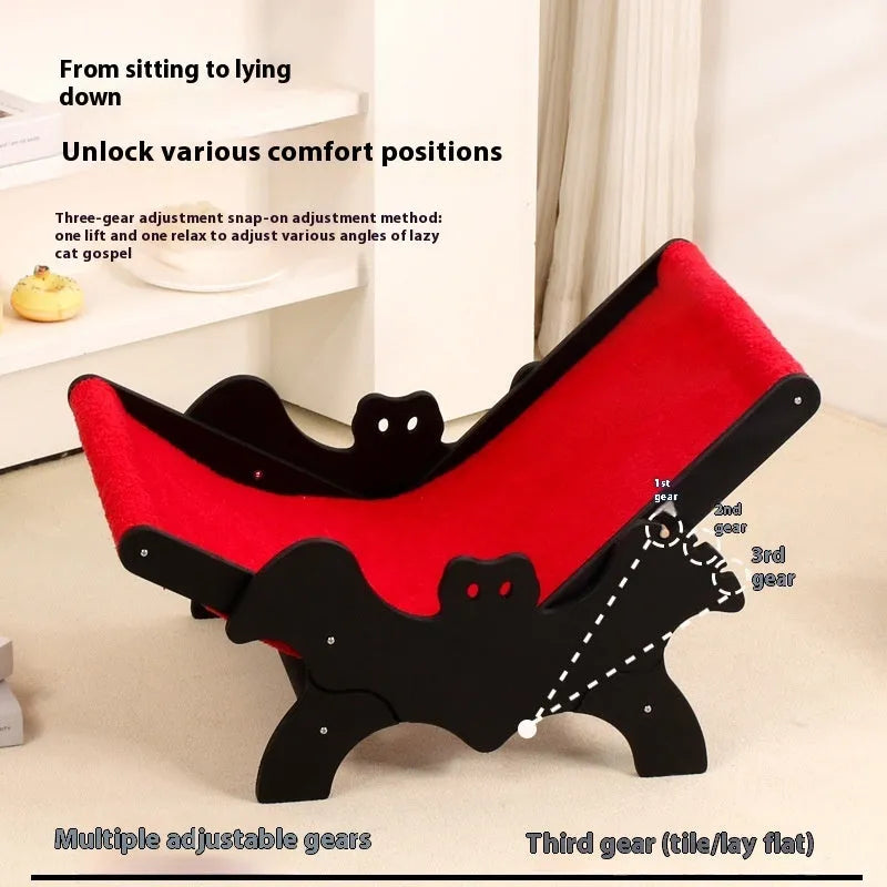Black and red solid wood cat recliner lounge chair, product code MW-054.