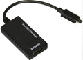 Black DisplayPort and Micro USB to HDMI adapter cable with 12cm length.