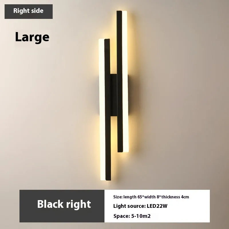 Scandinavian minimalist LED wall light with acrylic shade in black or gold finish, 50cm length