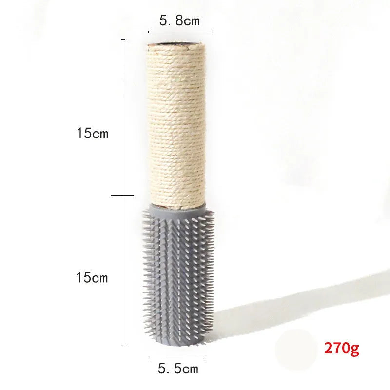Brown sisal scratching post for cats measuring 30cm tall on wooden floor