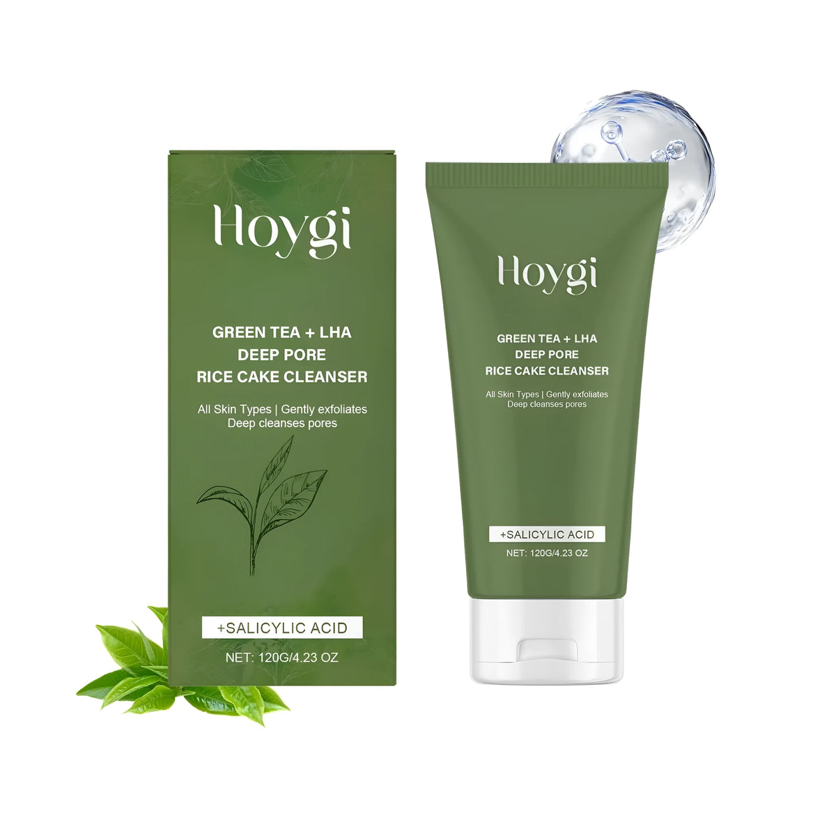 Green Tea Salicylic Acid Cleansing Milk 120g tube with rice extract and salicylic acid for daily facial cleansing