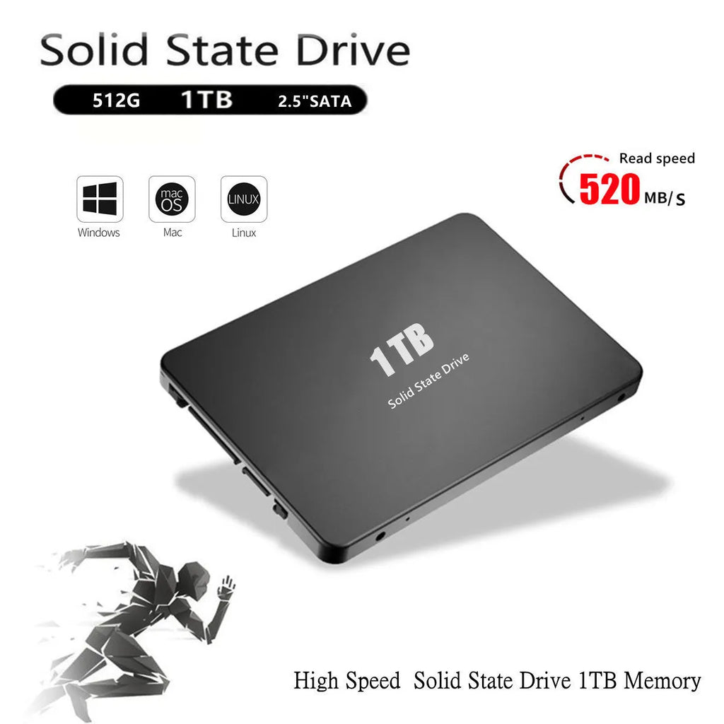 2.5 inch SATA3 solid state drive, 7mm ultra thin, 1TB 512GB 2TB capacities, 10*7*0.6CM