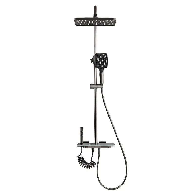 Aluminium digital display shower head set with temperature control and concealed installation