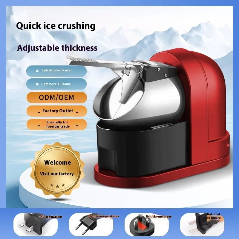 Automatic household small ice crusher, 250W metal body, luxury three knives, blue or red, UK plug