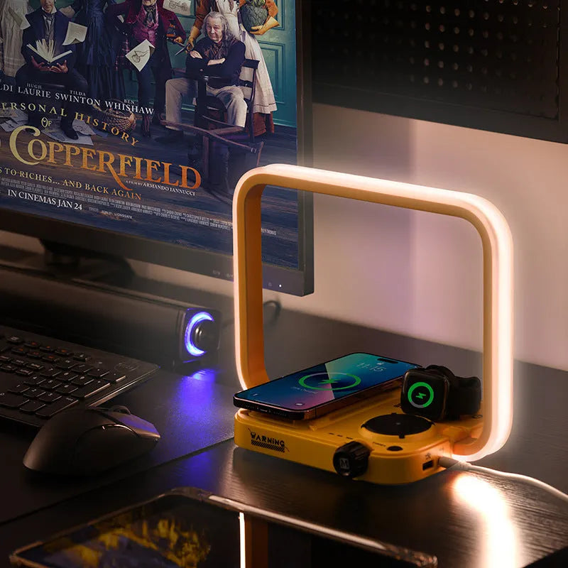 Multifunctional wireless charger night lamp B29 three-in-one rechargeable set, 219x268x170mm, solid colour, USB