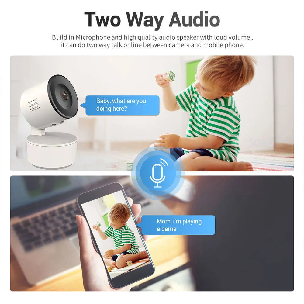 Smart Wi-Fi indoor security camera with 1080P resolution and PTZ motion tracking
