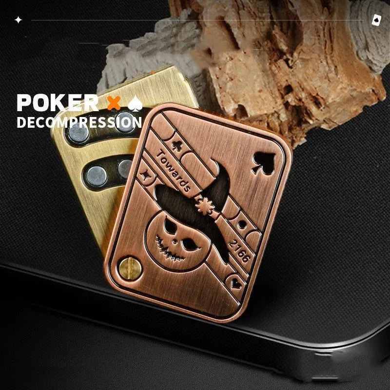 Alloy fidget spinner 48x36x4mm force control clap coin bronze or silver with small leather bag
