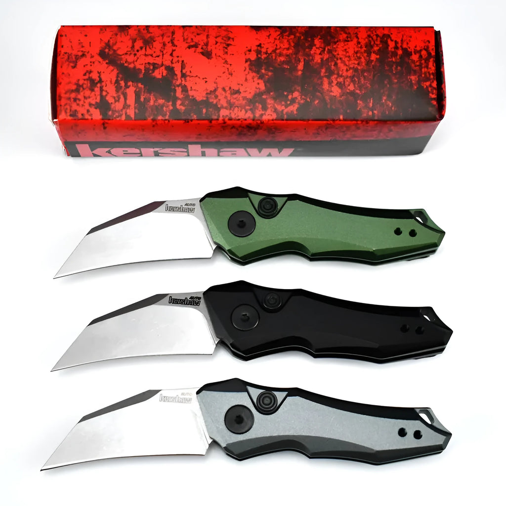 Outdoor folding pocket knife in black, grey, or green, showing 150mm length and metal construction.
