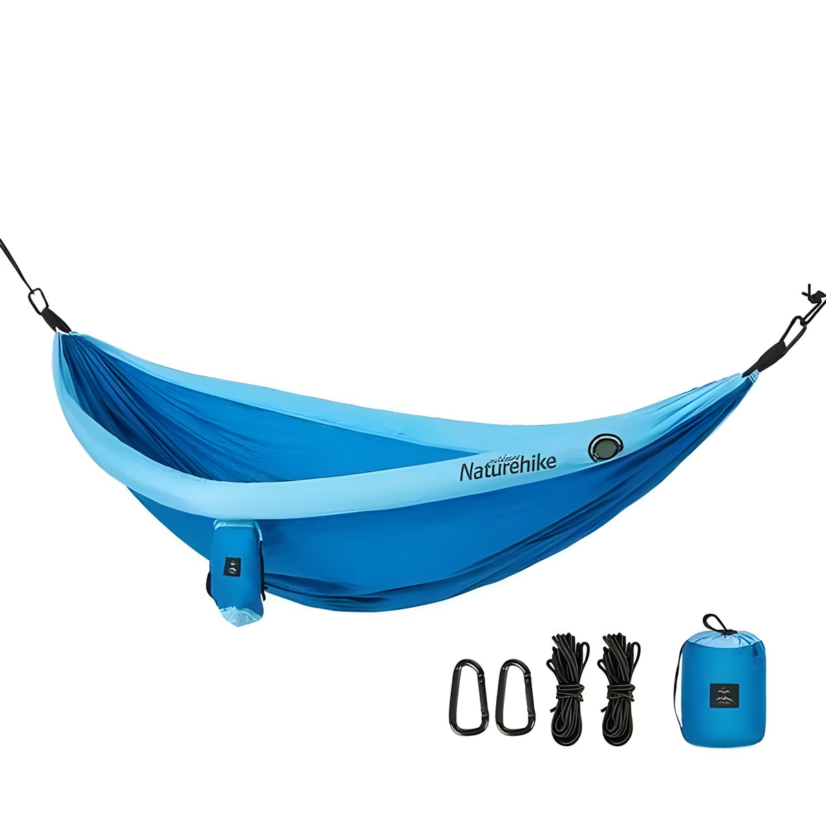 Anti rollover camping double hammock in 201T high fibre nylon, shown in a choice of five colours