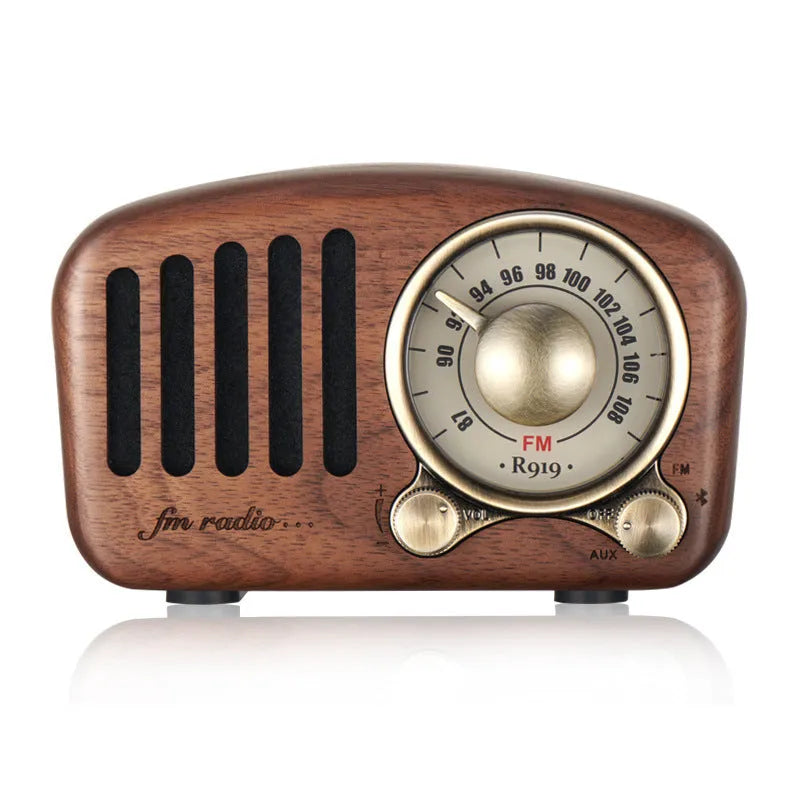 Compact retro wooden wireless Bluetooth mini speaker in cherry wood finish
