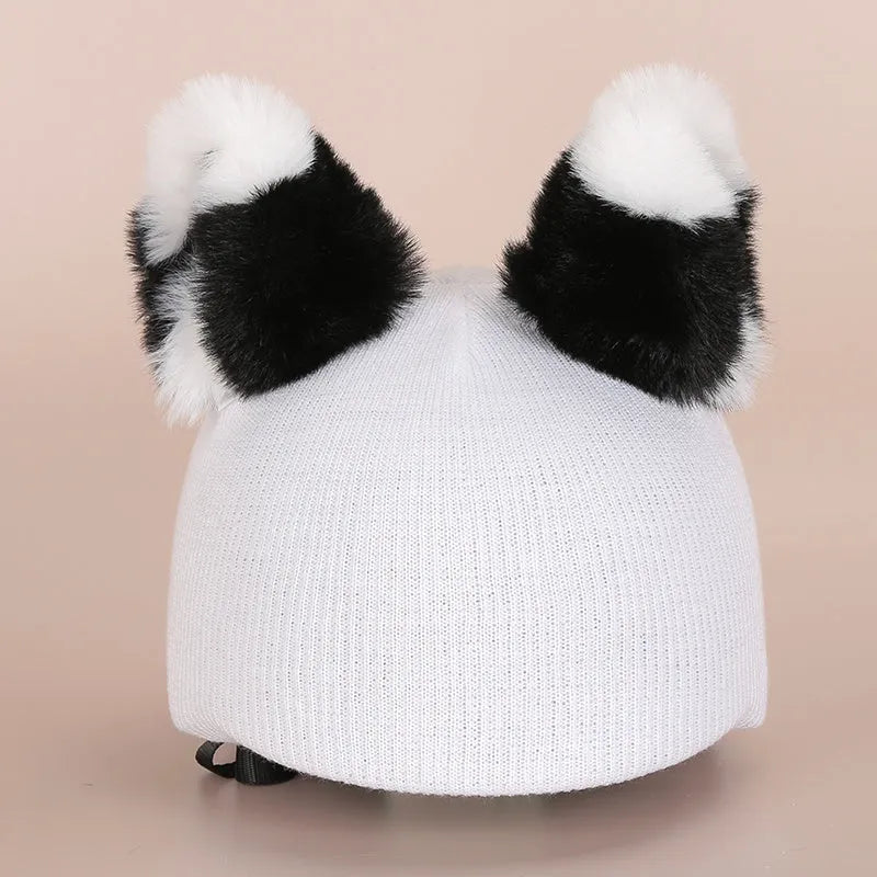 Plush cartoon character ski helmet decoration with elastic headband in assorted designs