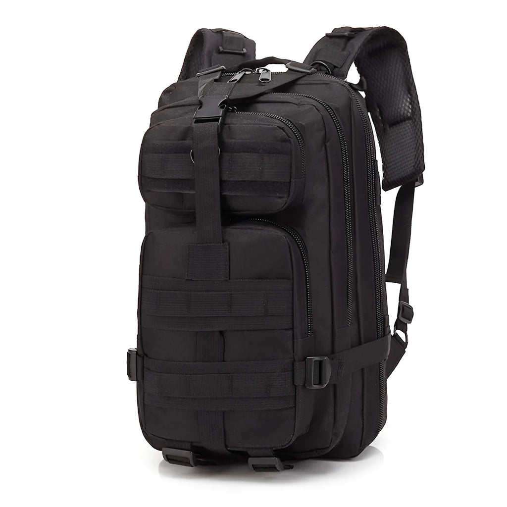 Large capacity men's hiking backpack in tactical colours with air cushion belt system