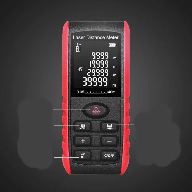 Hand-held laser range finder ABS electronic ruler 118x52x25mm E series for decoration projects