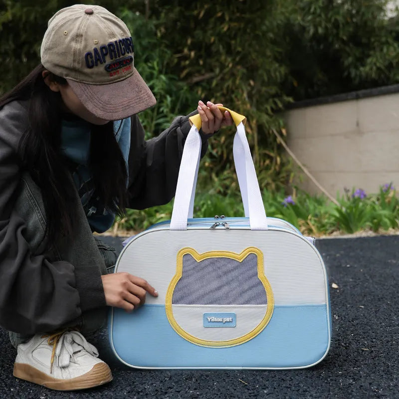 Outdoor portable foldable cat backpack in Oxford cloth with large capacity