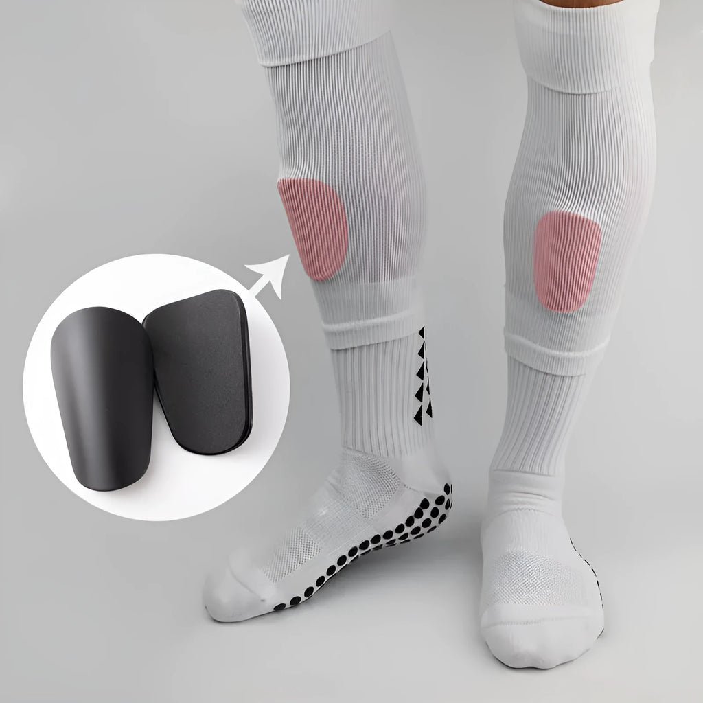 PU mini shin guards for sports in black, white, red, and blue colours