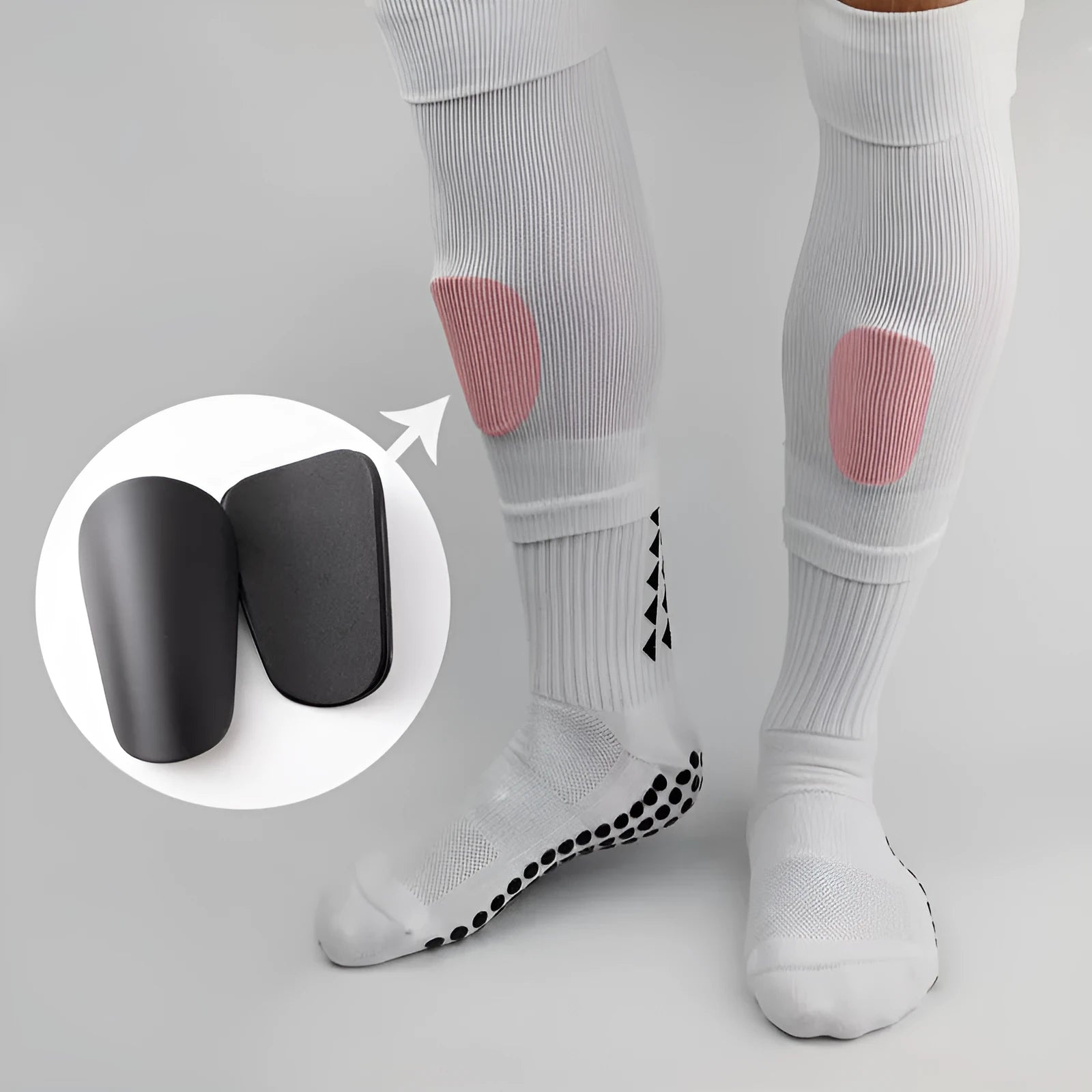 PU mini shin guards for sports in black, white, red, and blue colours