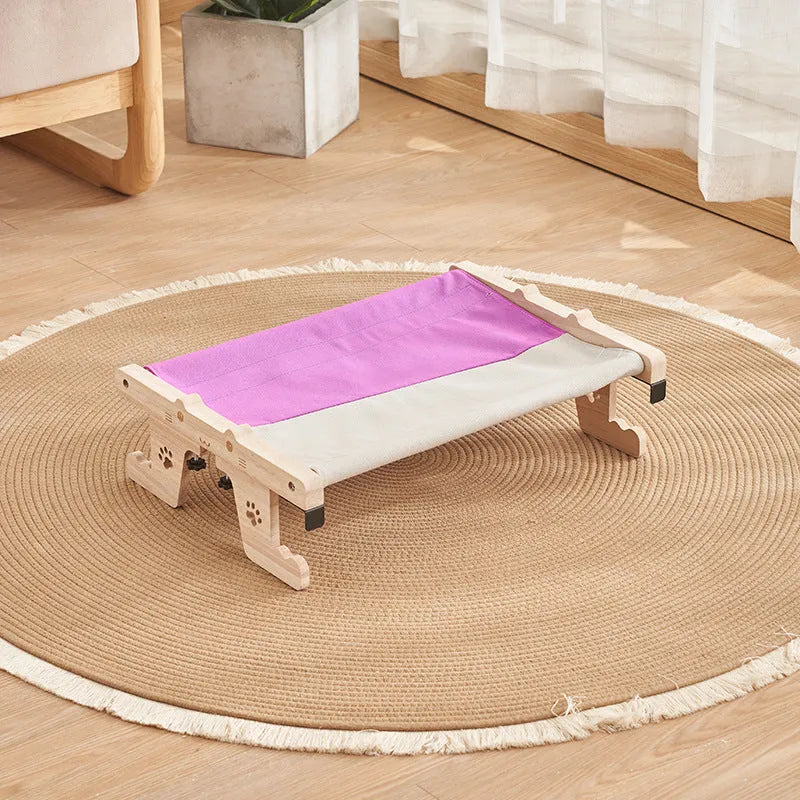 Wooden cat hanging bed hammock in one of seven style options for balcony or window placement