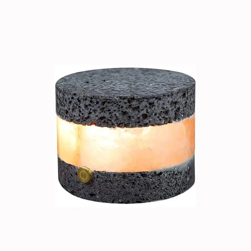 Small orange volcanic rock touch night lamp with USB port and essential oil reservoir.