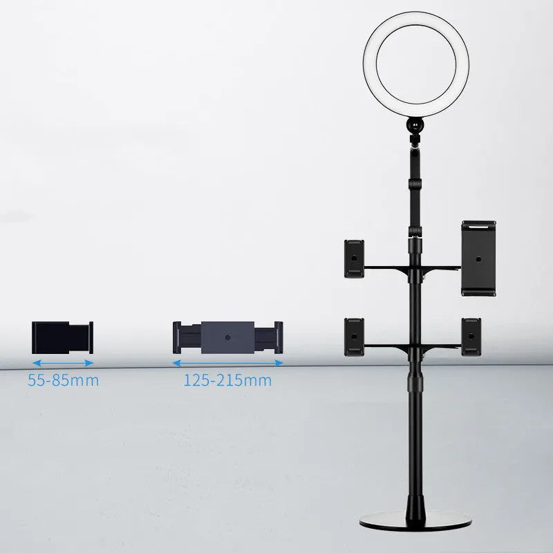 Desktop multi-camera live broadcast stand with alloy construction, adjustable angle, mobile phone bracket and iPad holder, LP-4p