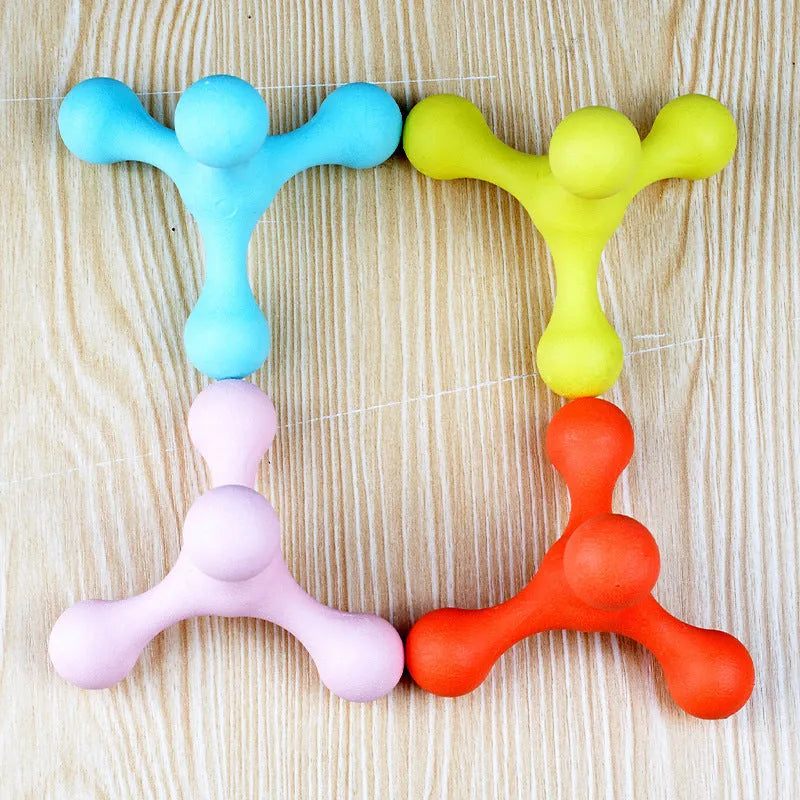 TPR molar dog toy for dogs and cats, 10x10cm chew toy in blue, pink, red, or yellow