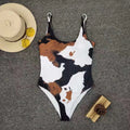 Women's white printed split bikini two-piece swimsuit with briefs bottom