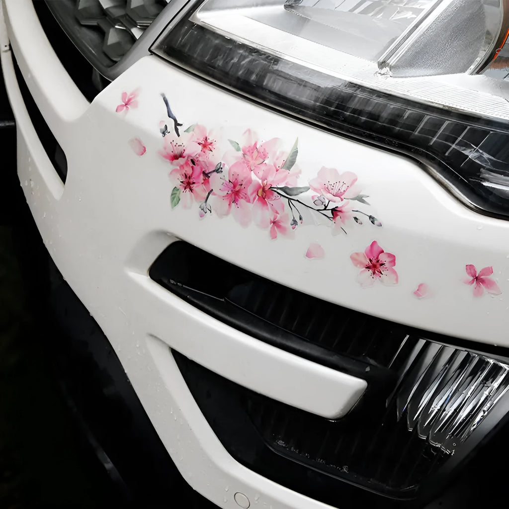 Cherry blossom flower pattern car sticker in PVC vinyl material showing two size options