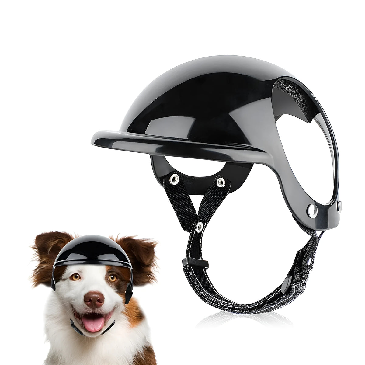 Pet motorcycle safety helmet for dogs and cats, ABS polyester frame, cotton lining, black or pink, sizes S M L