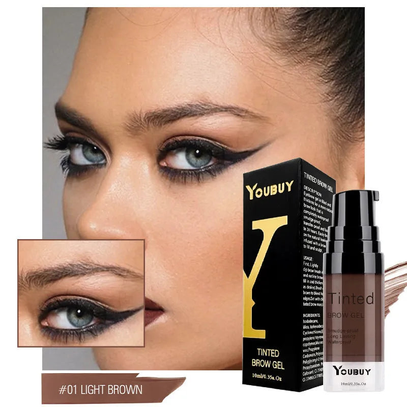 Waterproof eyebrow cream in dark grey and golden yellow shades