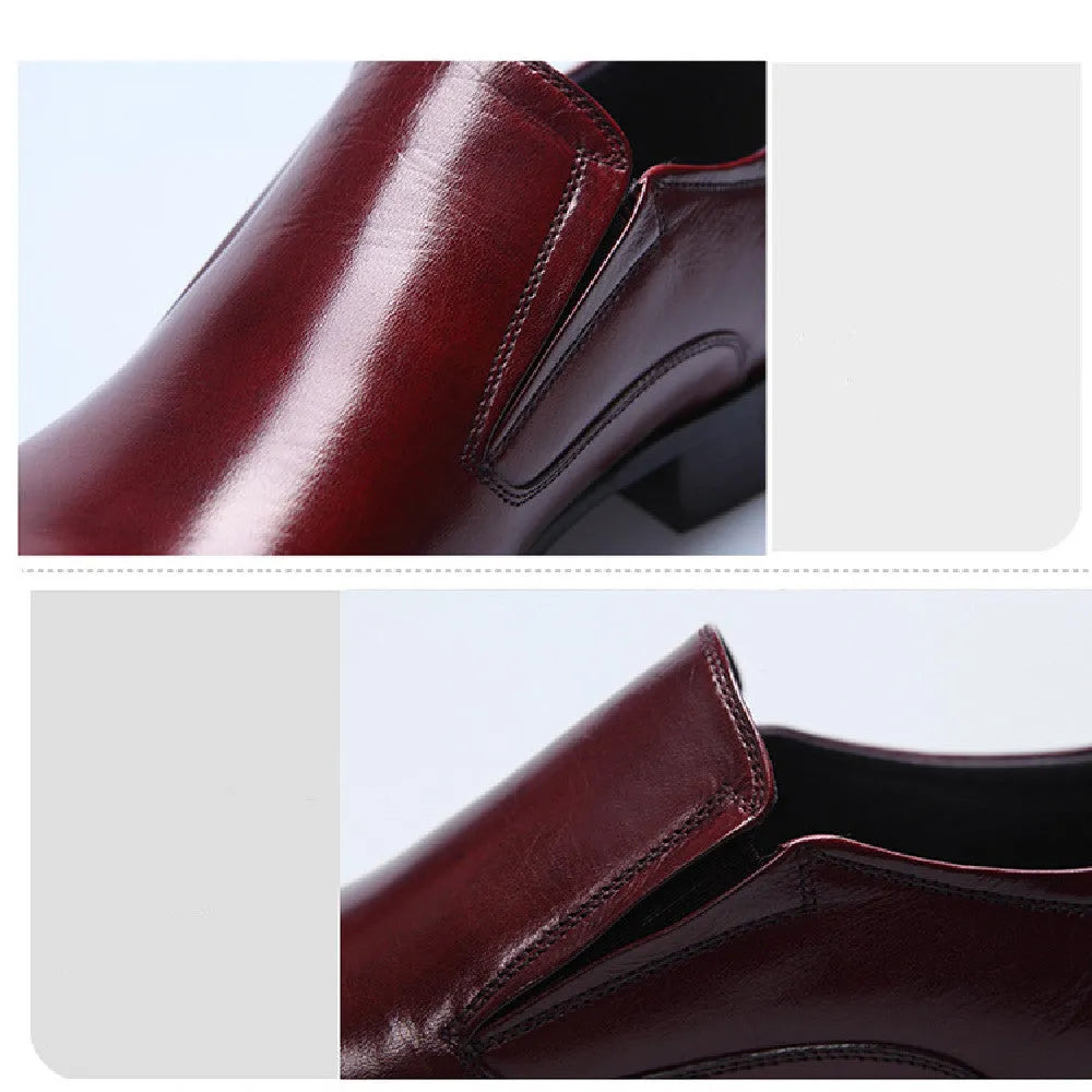British Pointed Oxford men's leather formal shoes in black with rubber sole and pointed toe