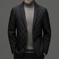 Men's black lapel winter jacket cardigan with side seam pockets
