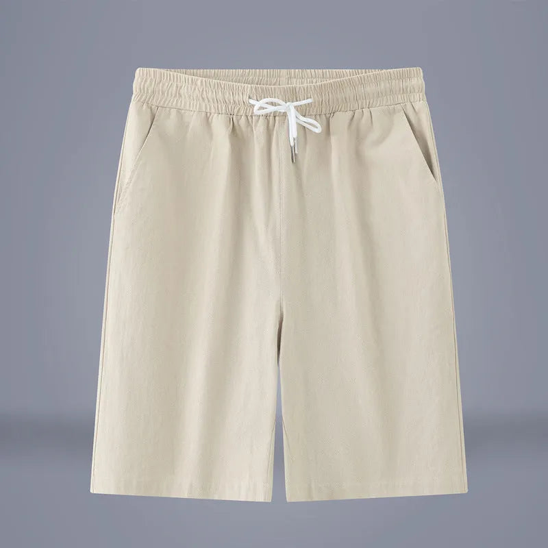 Chinese style solid colour cotton linen cropped pants with a drawstring waist, shown in Army Green.