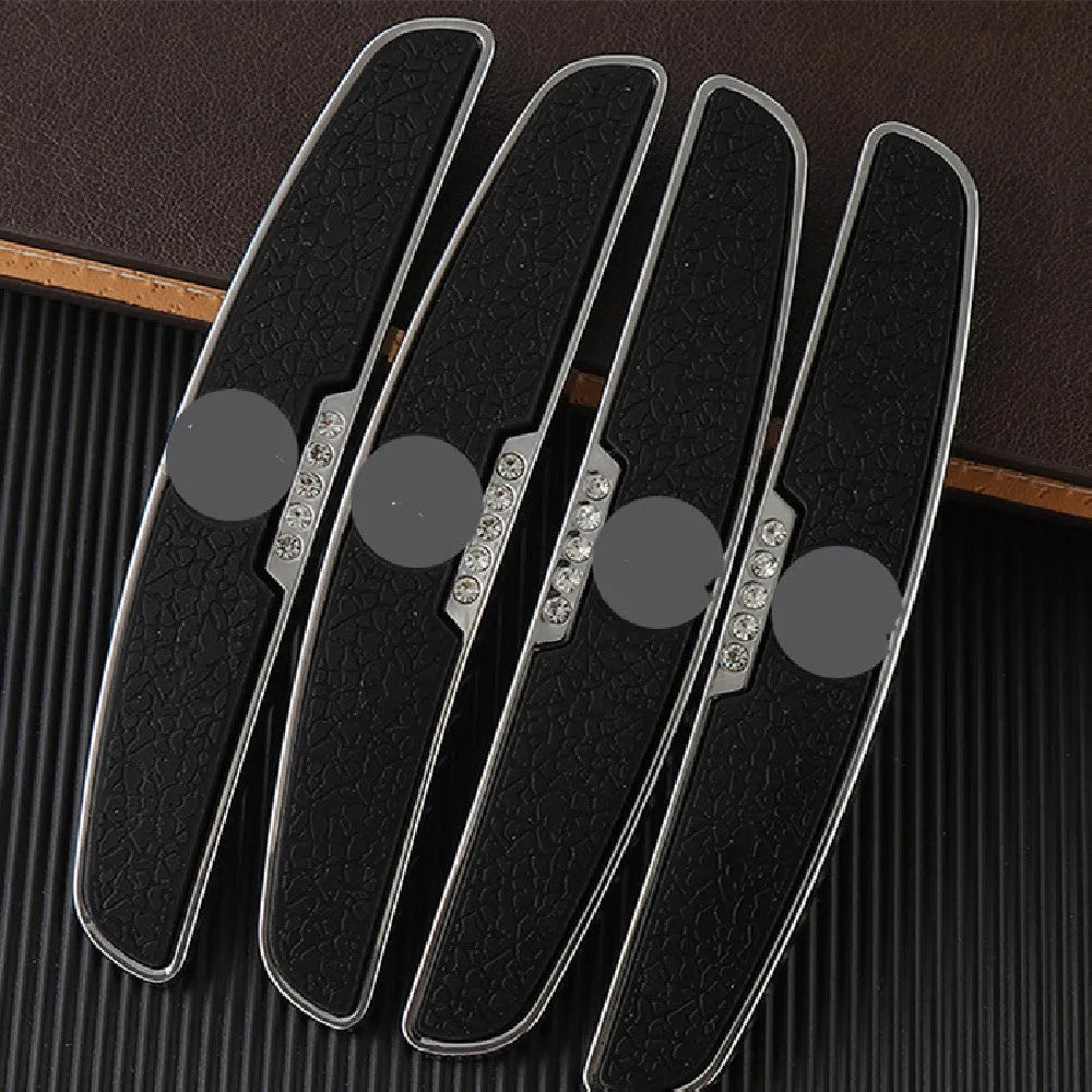 Universal thickened PVC car door edge crash strips with metal core, anti scratch protection, 4 stickers pack