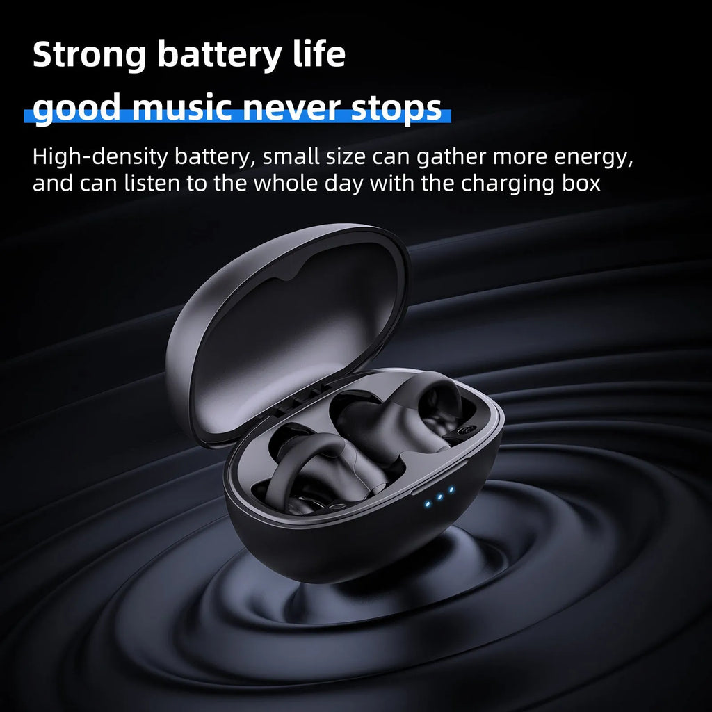 Black and white wireless Bluetooth sports headset with ear hook design for gaming and fitness.