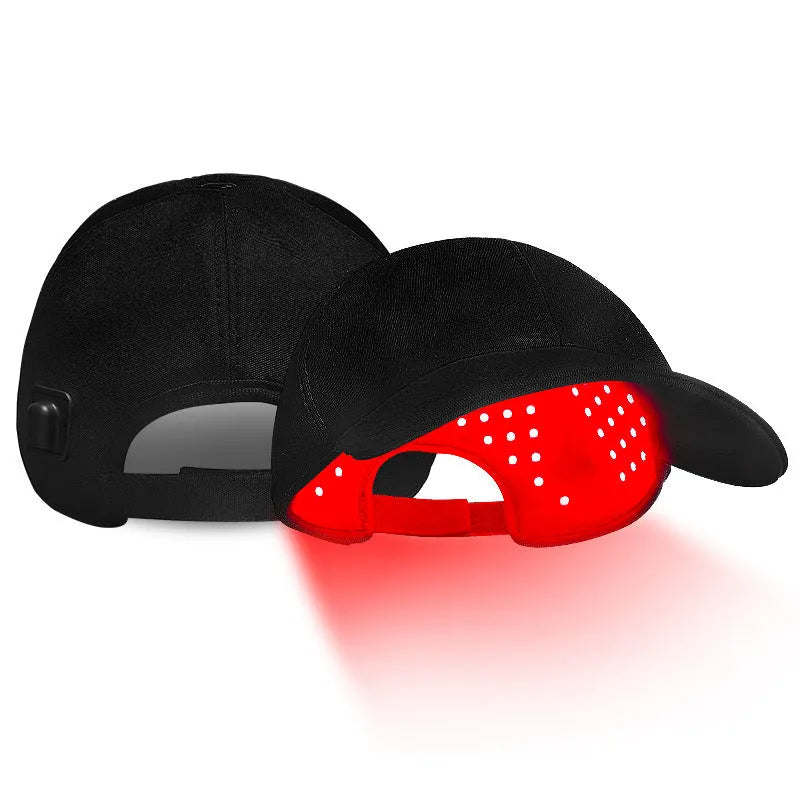 Black infrared red light therapy cap with 180 LED lights for hair growth treatment