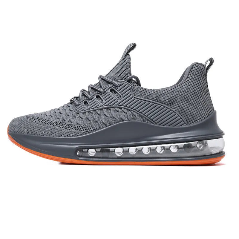 Men's solid colour low-top running shoes with mesh upper and rubber TPU sole