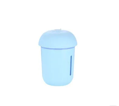 Mushroom-shaped USB charging air purifier humidifier with fan and night light in coffee colour on desk