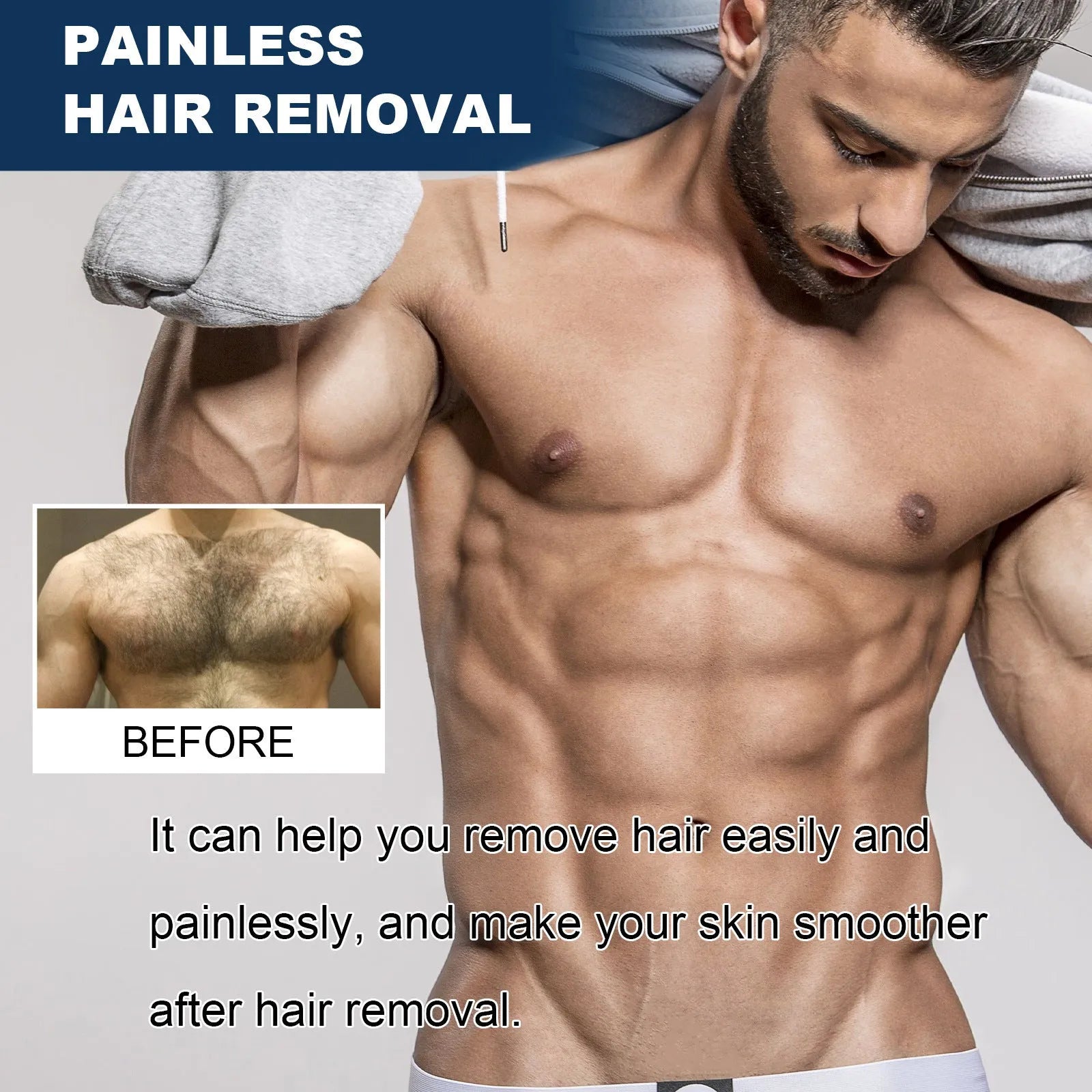 100ml tube of men's mild hair removal cream for beard, armpit, and body hair.