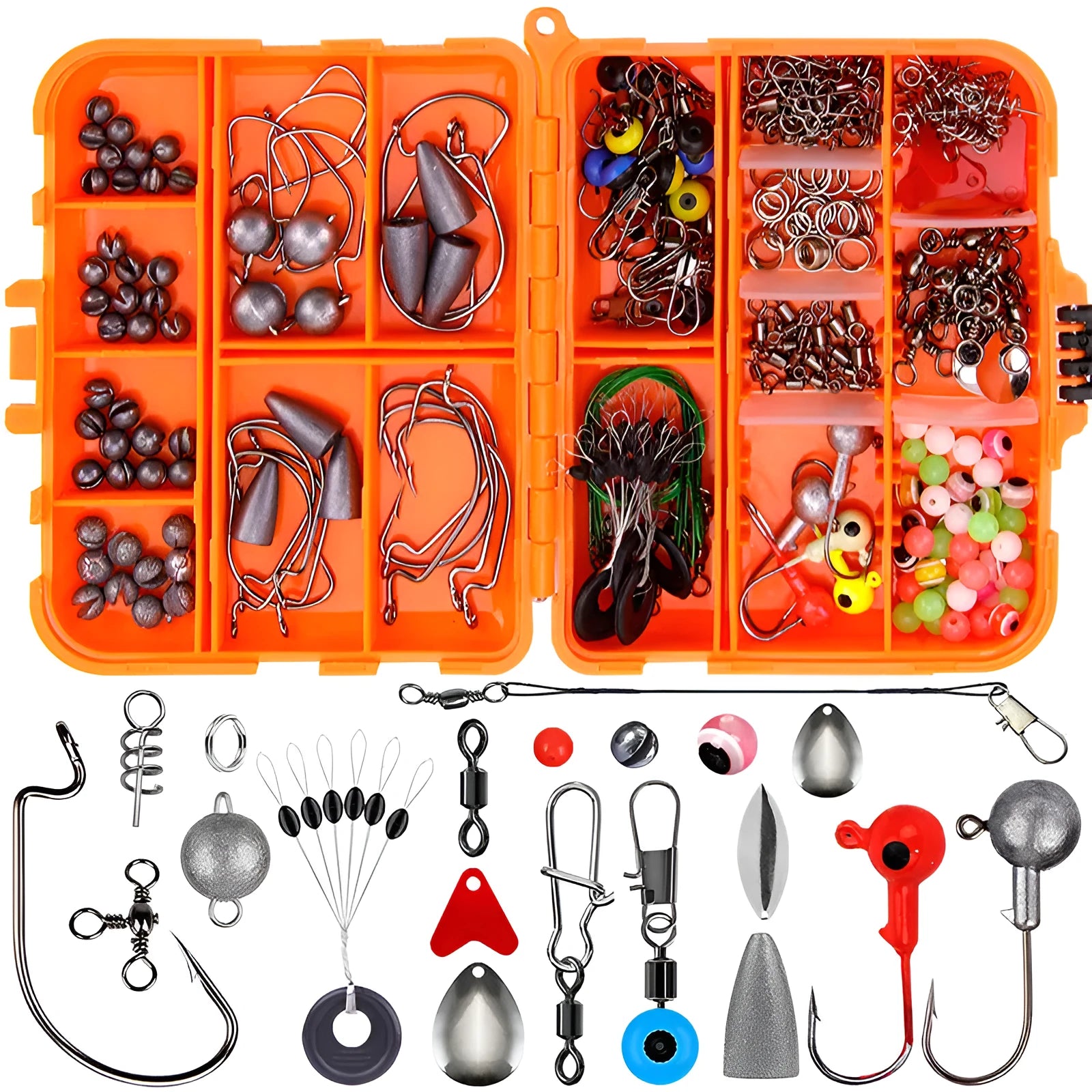 Weihe 257-piece fishing lure accessory kit in ABS storage box for Texas and sea fishing