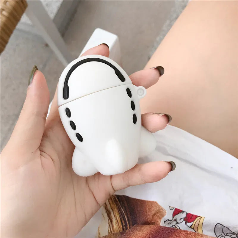 Cartoon aeroplane design flip-open silicone case for Apple AirPods with attachment hook