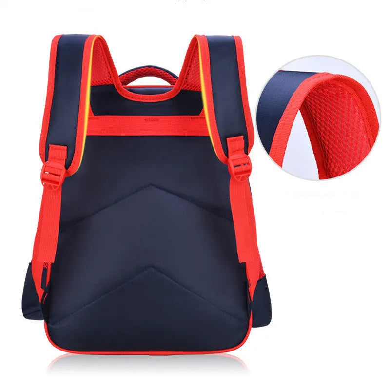 Blue anime cartoon printed backpack with pencil case for school children