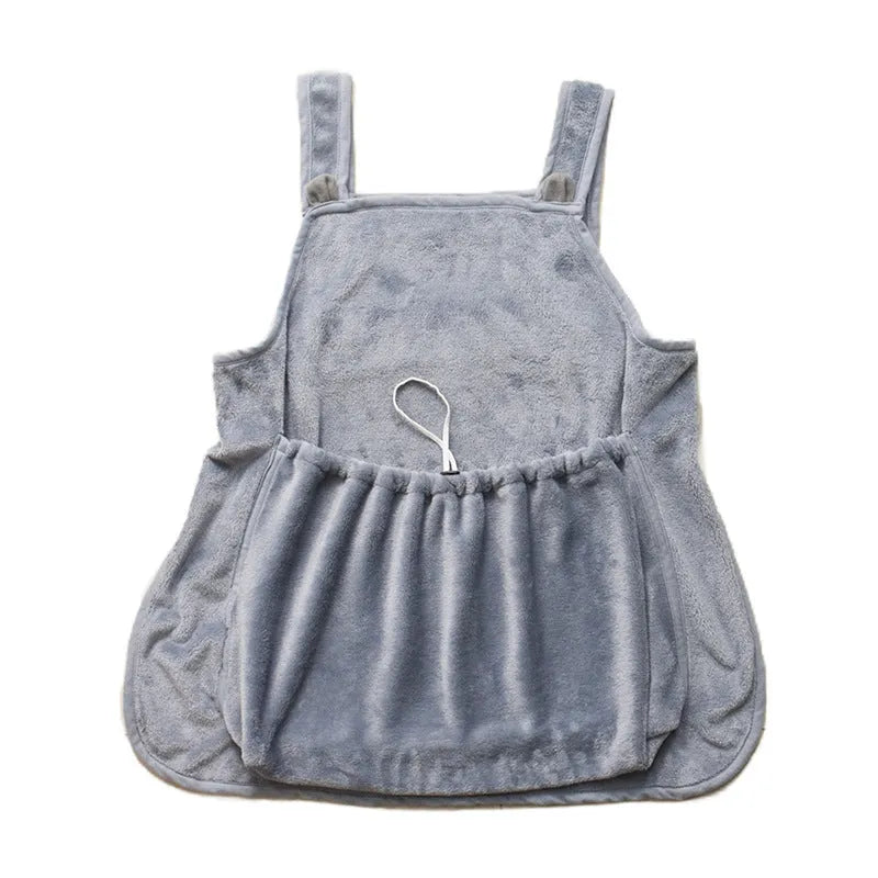 Grey Arctic velvet pet apron with non-stick anti-grab design for cats and small dogs 1-7kg
