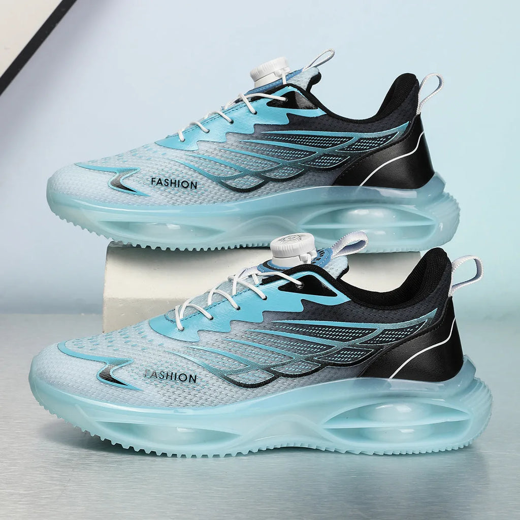 Casual low-top running shoes in sky blue with breathable mesh upper and rubber sole