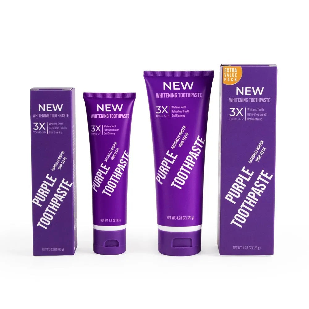 Purple whitening toothpaste in 120g tube for adult yellow stain removal